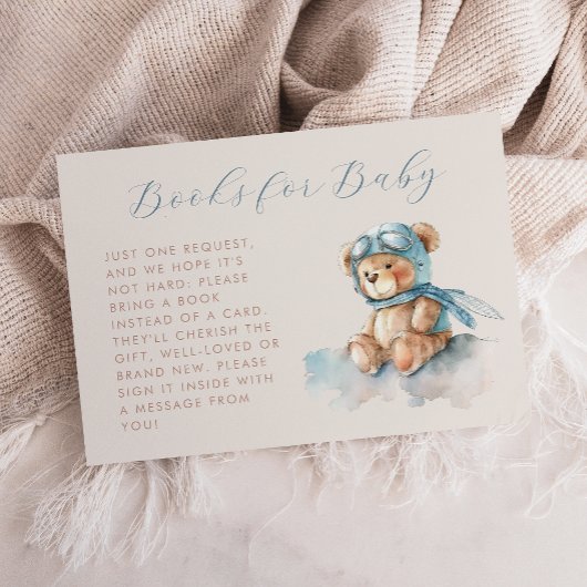 Carte D'accompagnement Cute Blue Aviator Teddy Bear Livres pour bébé