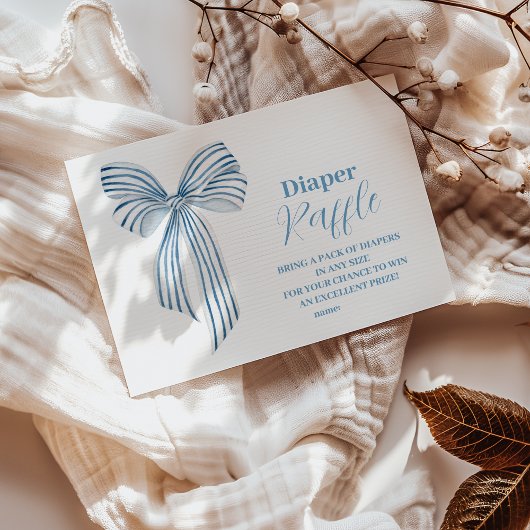 Carte D'accompagnement Cute Blue Bow Ribbon Baby Boy Diaper Raffle