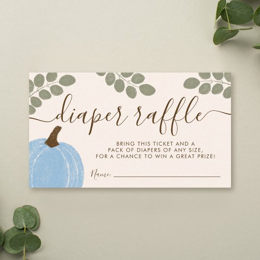 Carte D'accompagnement Cute Blue Citrouille Eucalyptus Chute Liaper Raffl