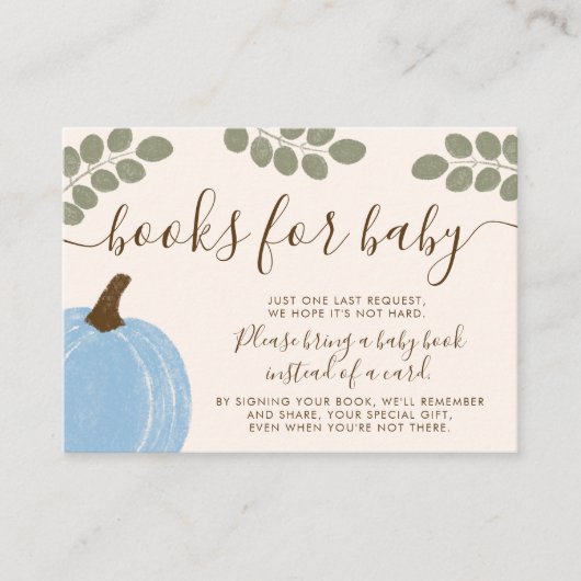 Carte D'accompagnement Cute Blue Citrouille Eucalyptus Livres d'automne p (Devant)