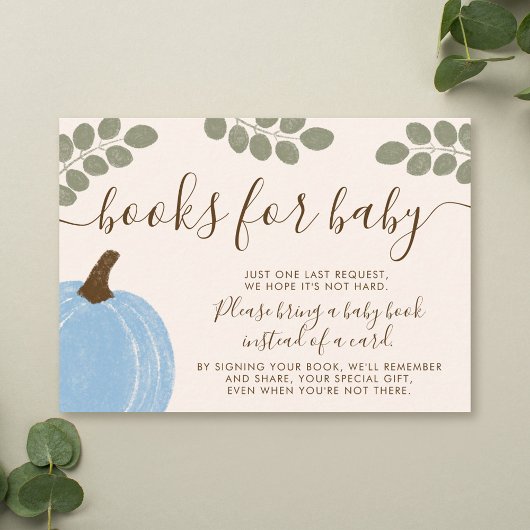 Carte D'accompagnement Cute Blue Citrouille Eucalyptus Livres d'automne p