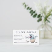 Carte D'accompagnement Cute Blue Dinosaur Baby shower Dineuse Raffle (Debout devant)