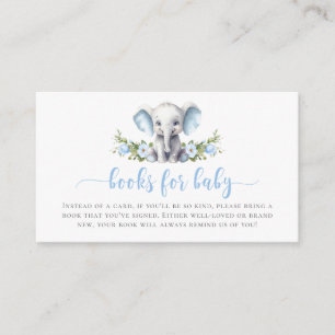 Carte D'accompagnement Cute Blue Floral Elephant Livres Pour Baby shower