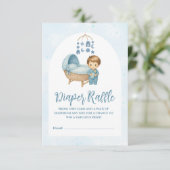 Carte D'accompagnement Cute Blue Mobile Lit bébé Lit bébé Lavette Raffin (Debout devant)