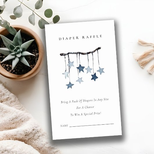 Carte D'accompagnement Cute Blue Star Mobile Diaper Baby shower Raffle