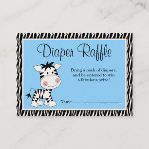 Carte D'accompagnement Cute Blue Zebra Baby shower Déchets Raffle