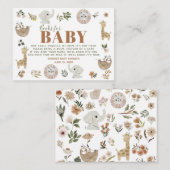 Carte D'accompagnement Cute Boho Safari Anamials Livres Pour Bébé (Devant / Derrière)