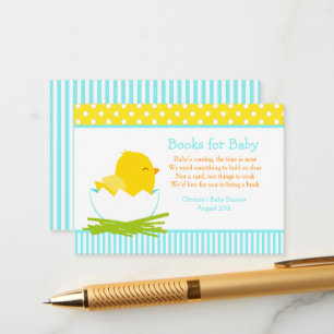 Carte D'accompagnement Cute Boy Chick Book Demande de Baby shower