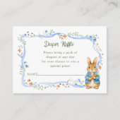 Carte D'accompagnement Cute Bunny Boy Floral Blue Bow Diaper Raffle (Devant)