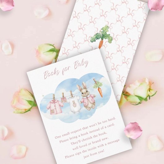 Carte D'accompagnement Cute Bunny Clothesline Baby Shower Book Request