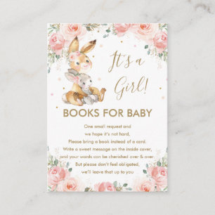 Carte D'accompagnement Cute Bunny Rabbit Blush Floral Books for Baby