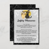 Carte D'accompagnement Cute Chat & Chouette Halloween Mesures de sécurité (Devant / Derrière)