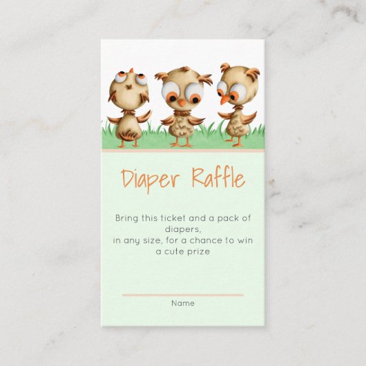 Carte D'accompagnement Cute Chouette Brown Baby shower Déchets Raffle (Devant)