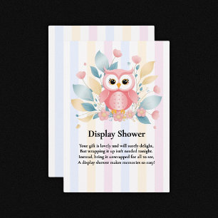 Carte D'accompagnement Cute Chouette rose Pastel Baby shower Floral Desig