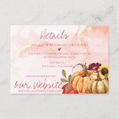 Carte D'accompagnement Cute Citrouille Automne Floral Détails du Mariage  (Devant)