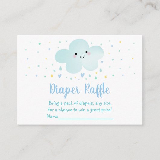 Carte D'accompagnement Cute Cloud Stars Blue Baby shower Diaper Raffle (Devant)