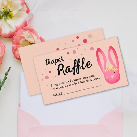 Carte D'accompagnement Cute Coral rose Pastel Bunny Party Raffle