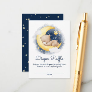 Carte D'accompagnement Cute Crescent Lune Teddy Bear Diaper Raffin