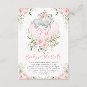 Carte D'accompagnement Cute Elephant Blush Gold Floral Livres pour bébé