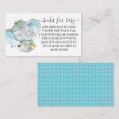 Carte D'accompagnement Cute Elephant Boy Book Demande de Baby shower (Devant / Derrière)