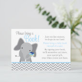 Carte D'accompagnement Cute Elephant Chevron Baby shower bleu clair Livre (Debout devant)