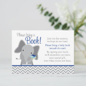 Carte D'accompagnement Cute Elephant Chevron Marine Blue Baby shower Book (Debout devant)