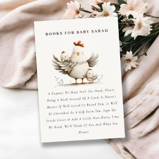 Carte D'accompagnement Cute Farm Mum and Baby Chick Books For Baby Shower