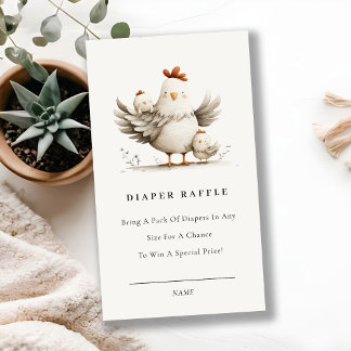 Carte D'accompagnement Cute Farm Mum Baby Chick Diaper Raffle Baby Shower