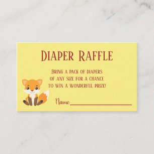 Carte D'accompagnement Cute Fox Diaper Raffle