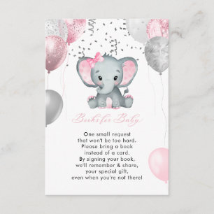 Carte D'accompagnement Cute Girl Elephant Balloons Livres pour Baby showe