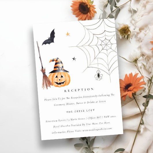 Carte D'accompagnement Cute Halloween Citrouille Spiderweb réception de m