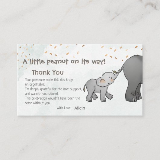 Carte D'accompagnement Cute Hand Drawn Elephant Little Peanut Thank You (Devant)