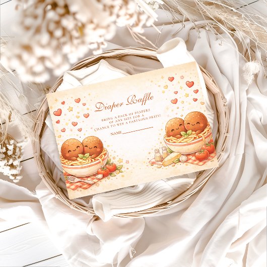 Carte D'accompagnement Cute Illustrated Little Meatball Diapper Raffle