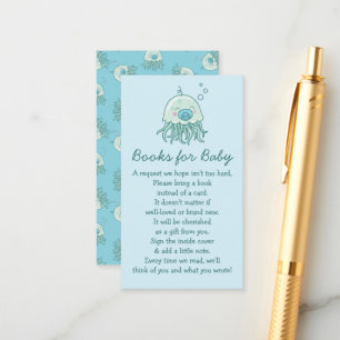 Carte D'accompagnement Cute Jellyfish Baby shower Blue Boy Livres pour bé