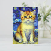 Carte D'accompagnement Cute Kitten Starry Night Van Gogh (Debout devant)