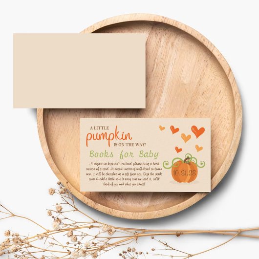 Carte D'accompagnement Cute Little Pumpkin Baby Shower Book Request