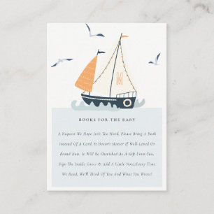 Carte D'accompagnement Cute Nautical Sailboat Books Pour Baby shower