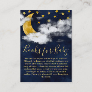 Carte D'accompagnement Cute Navy Blue Moon Stars Livres pour Baby shower