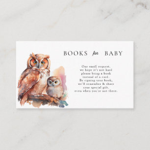 Carte D'accompagnement Cute Owl Baby shower Livres pour bébé