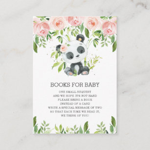 Carte D'accompagnement Cute Panda Floral Greenery Apportez des livres pou