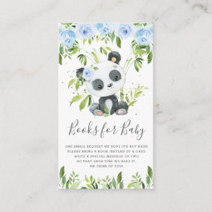 Carte D'accompagnement Cute Panda Greenery Blue Floral Livres pour bébé