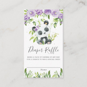 Carte D'accompagnement Cute Panda Purple Floral Verdure Déchets Raffle 