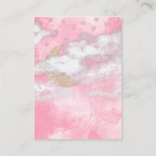 Carte D'accompagnement Cute Parties scintillant rose Lune Stars Livres po (Dos)