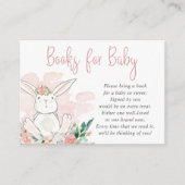 Carte D'accompagnement Cute Pink Bunny Floral LIVRES POUR BÉBÉ Demande (Devant)