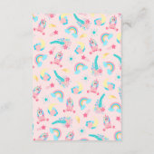 Carte D'accompagnement Cute Pink Teal Unicorn Rainbow (Dos)