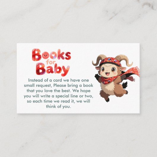 Carte D'accompagnement Cute Ram Winter Books for Baby Card (Devant)