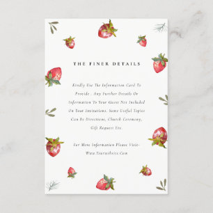 Carte D'accompagnement Cute Red Strawberry Leafy Botanical Mariage Détail