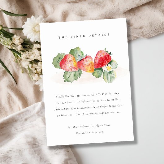 Carte D'accompagnement Cute Red Strawberry Leafy Foliage Détails du Maria