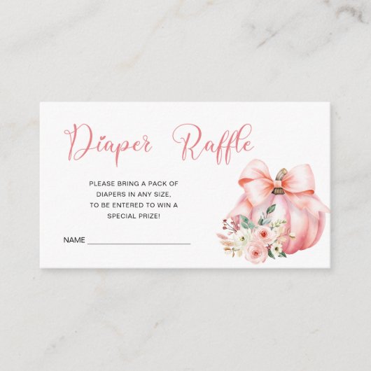 Carte D'accompagnement Cute rose Citrouille Baby shower Déchets Raffle (Devant)