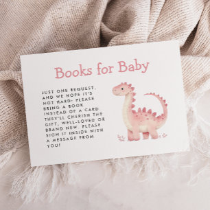 Carte D'accompagnement Cute Rose Dinosaur Fille Baby showers Livres